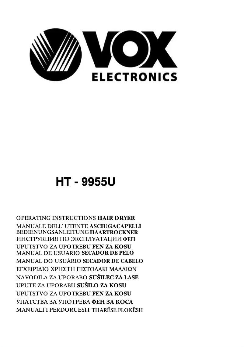 Page 1 de la notice Manuel utilisateur VOX HT9955U
