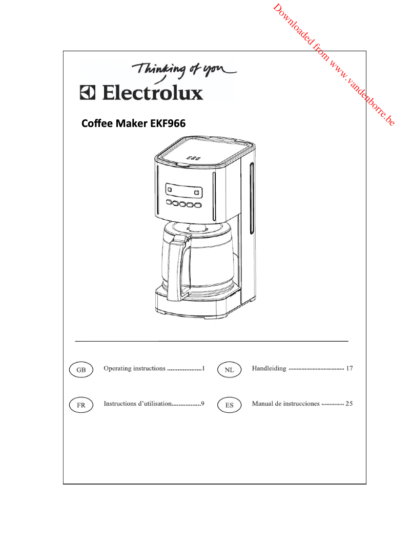 Page 1 de la notice Manuel utilisateur Electrolux EKF966