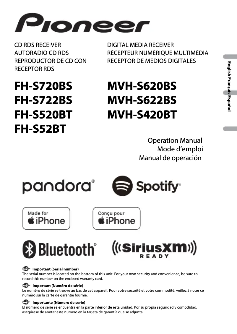 Page 1 de la notice Manuel utilisateur Pioneer FH-S52BT