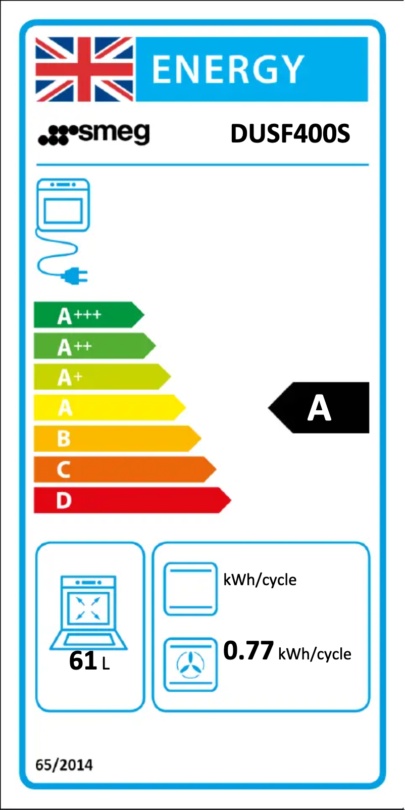 Page 1 de la notice Label énergétique Smeg DUSF400S