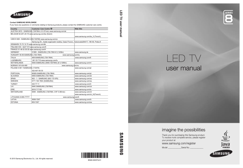 Page n°1 - Manuel utilisateur Samsung UE55C8000XP