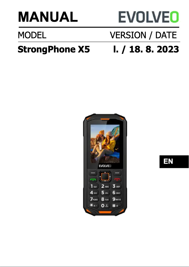 Page 1 de la notice Manuel utilisateur Evolveo StrongPhone X5