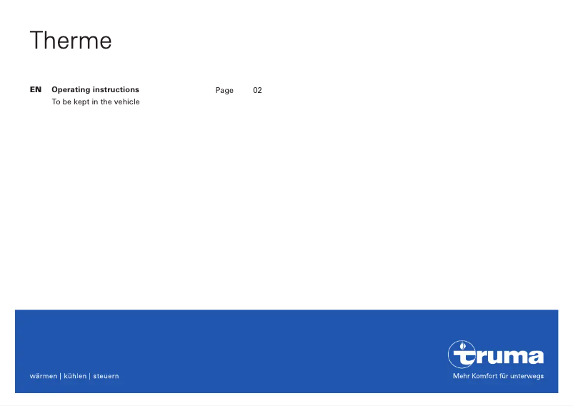 Page 1 de la notice Manuel utilisateur Truma Therme