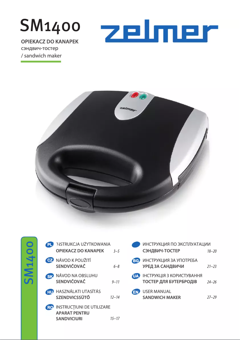 Page n°1 - Manuel utilisateur Zelmer SM1400