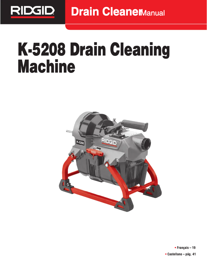 Page n°1 - Manuel utilisateur Ridgid K-5208