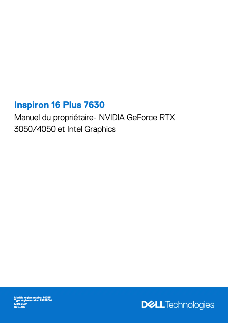 Page 1 de la notice Manuel utilisateur Dell Inspiron 16 Plus 7630
