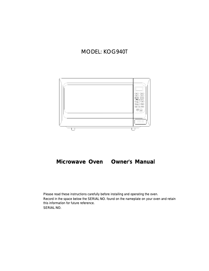 Image de la première page du manuel de l'appareil KOG940T