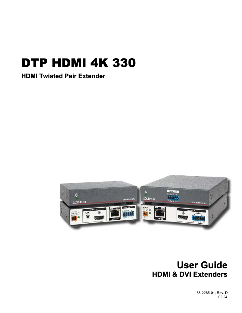 Page n°1 - Manuel utilisateur Extron DTP HDMI 4K 330 Rx