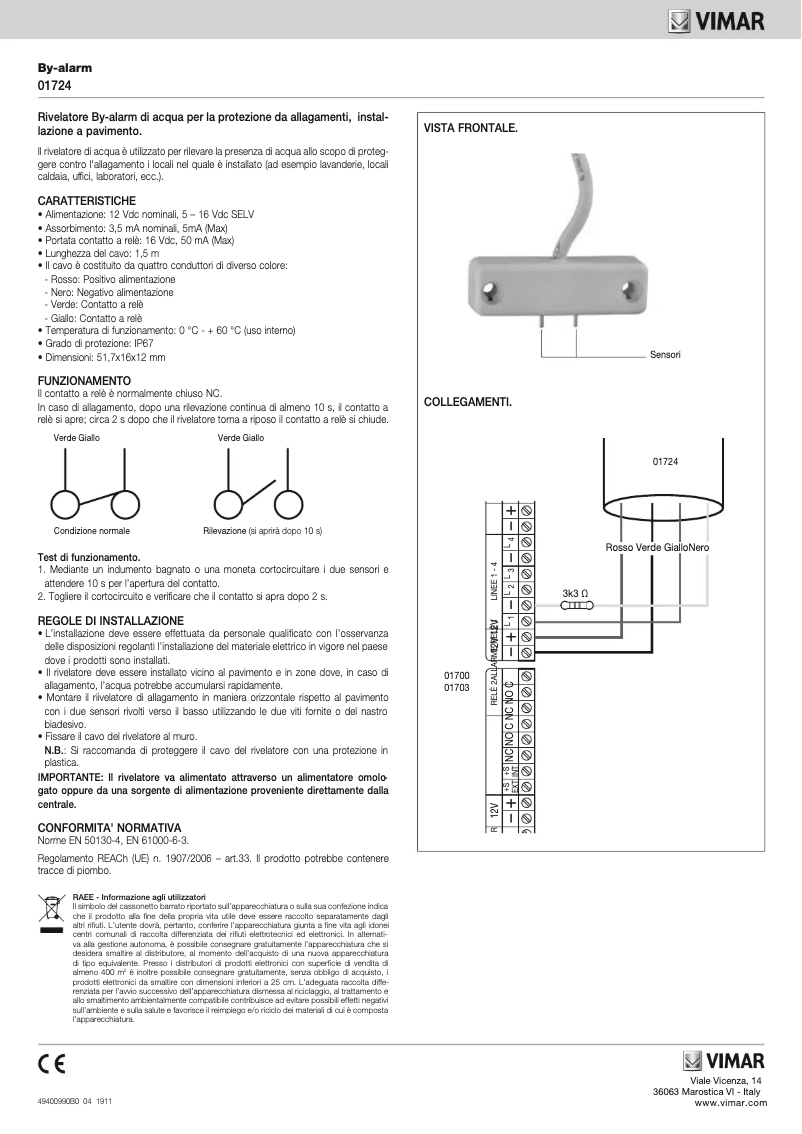 Page n°1 - Manuel utilisateur Vimar 01724