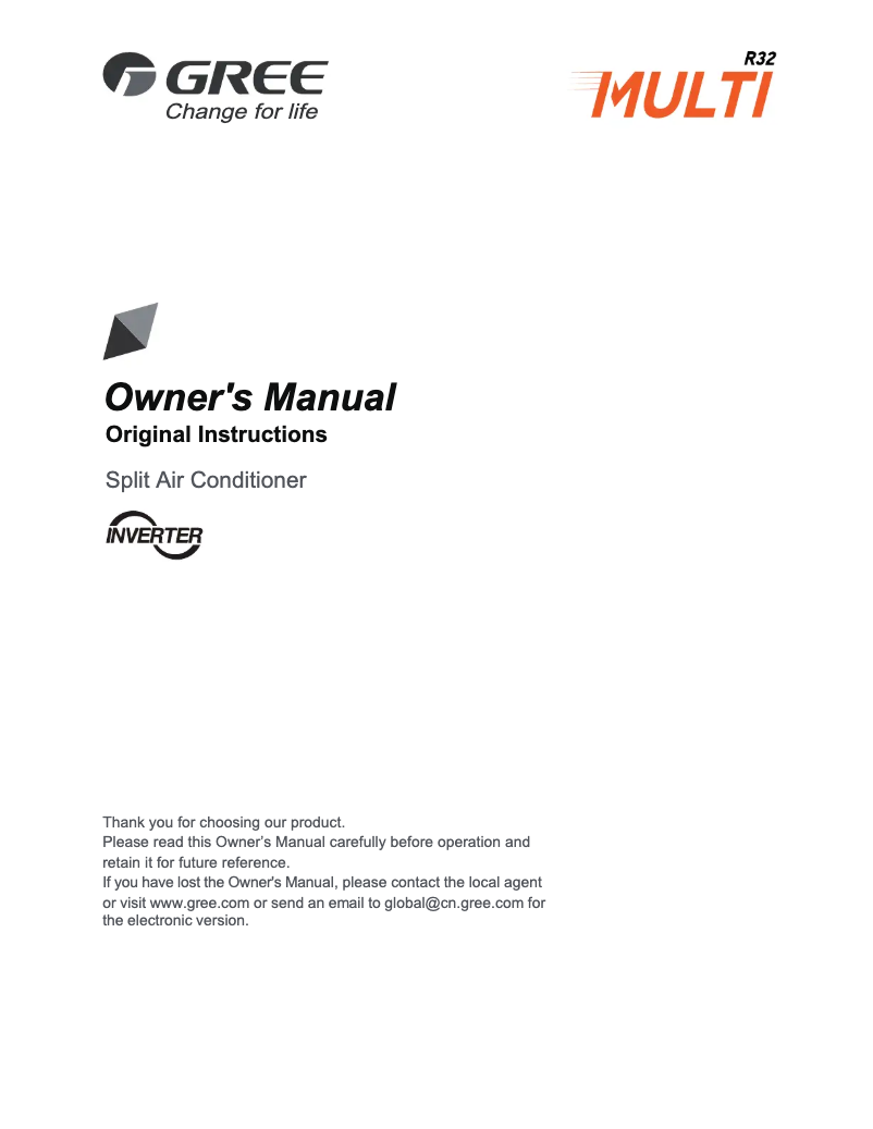 Page n°1 - Manuel utilisateur Gree MUL24HP230V1R32AO