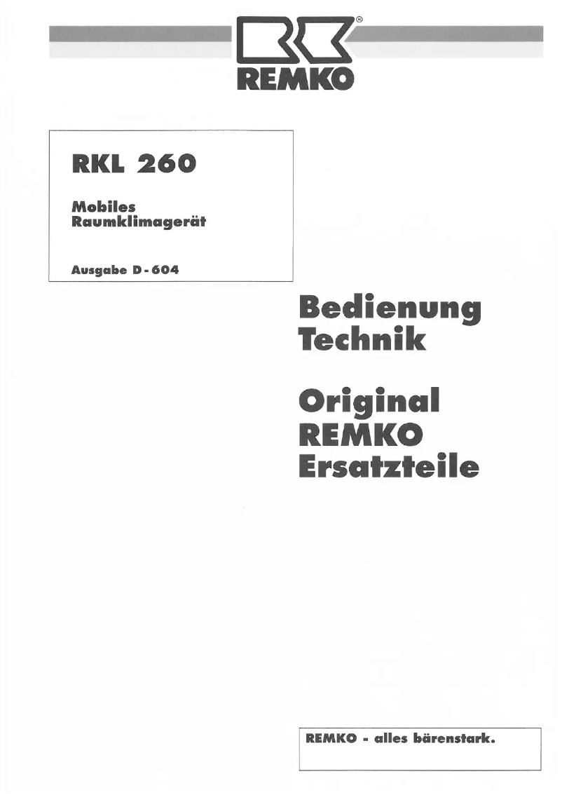 Image de la première page du manuel de l'appareil RKL 260