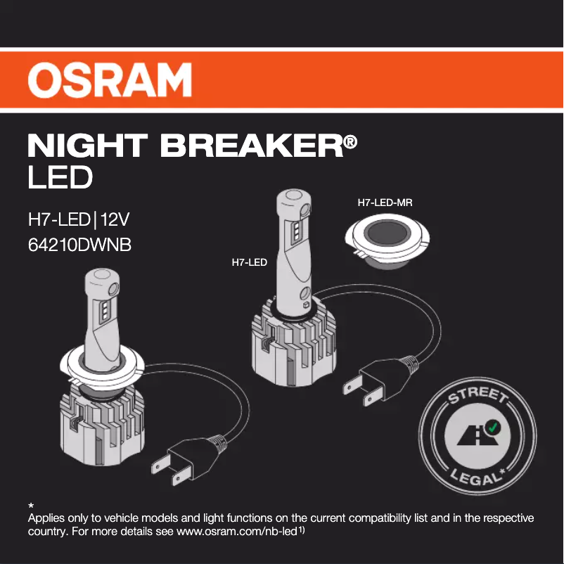 Page 1 de la notice Instructions / montage Osram NIGHT BREAKER H7-LED