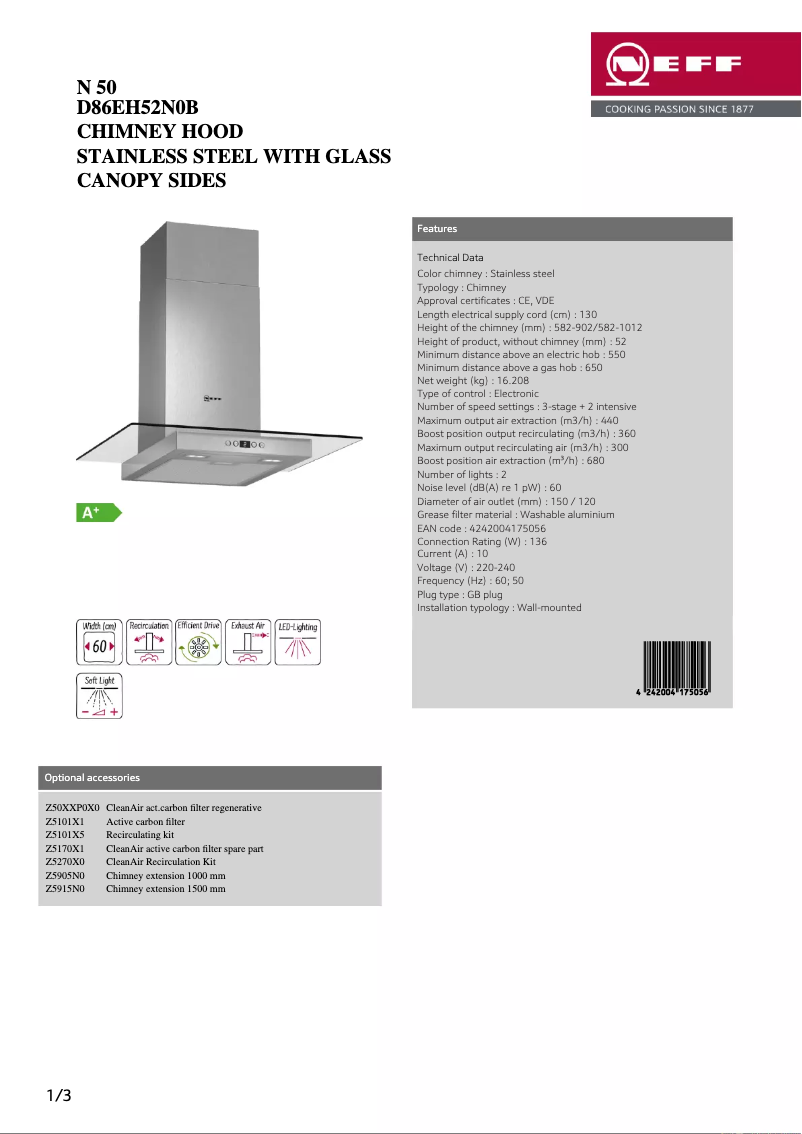 Image de la première page du manuel de l'appareil D86EH52N0B