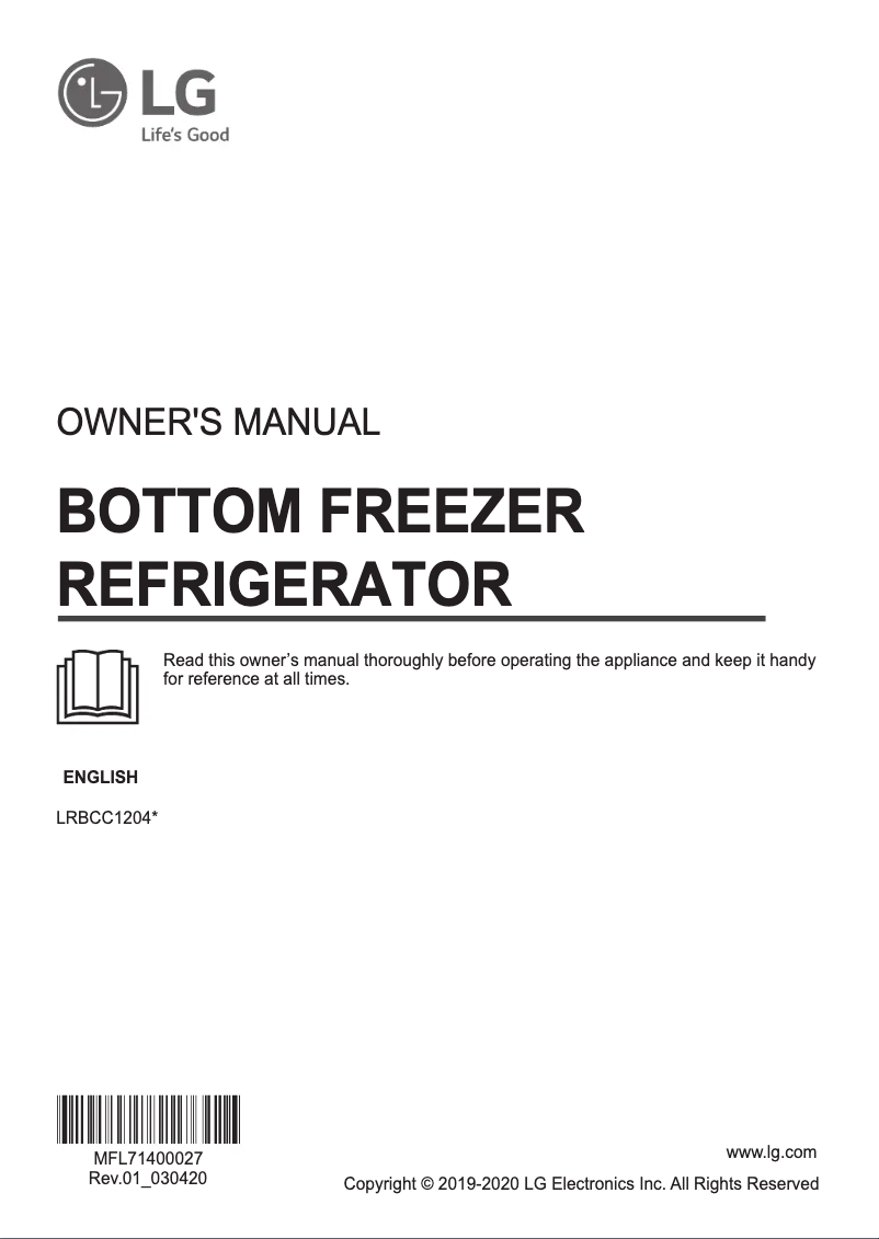 Page 1 de la notice Manuel utilisateur LG LRBCC1204S