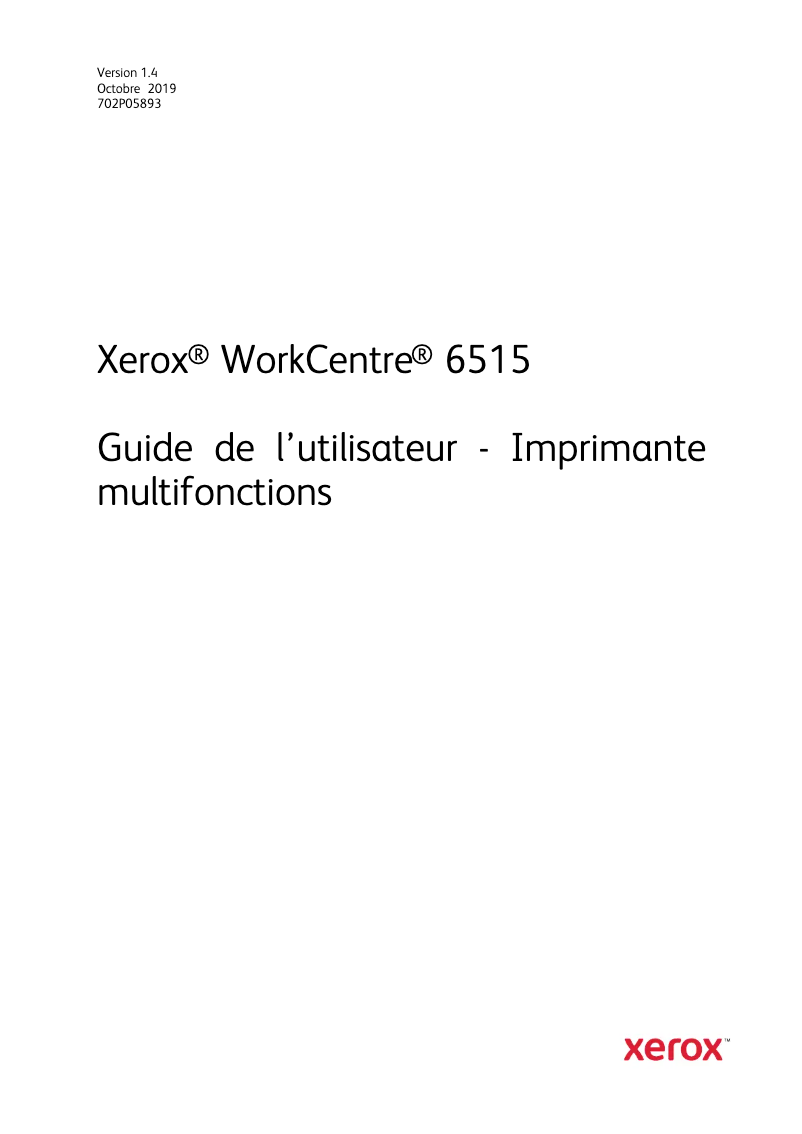 Image de la première page du manuel de l'appareil WorkCentre 6515V