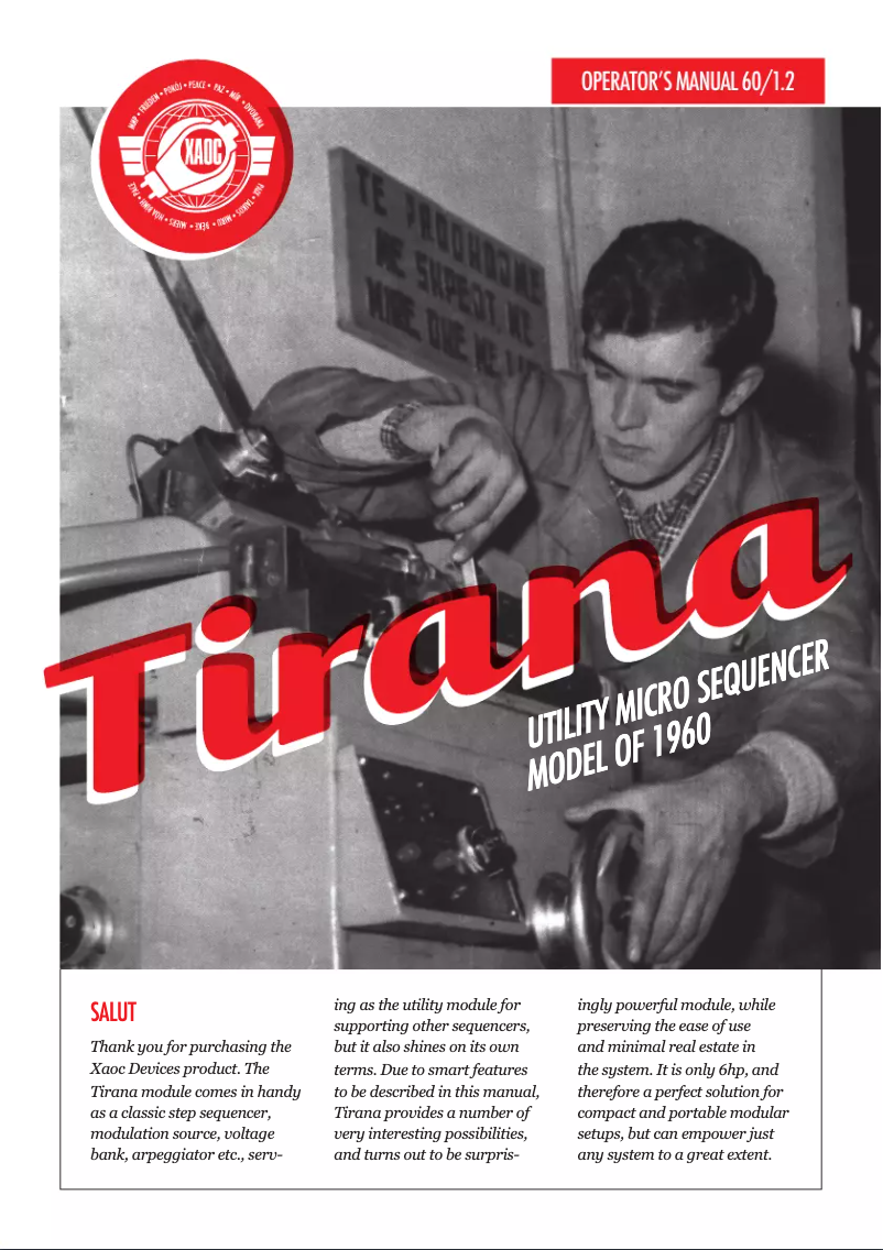 Page 1 de la notice Manuel utilisateur Xaoc Tirana