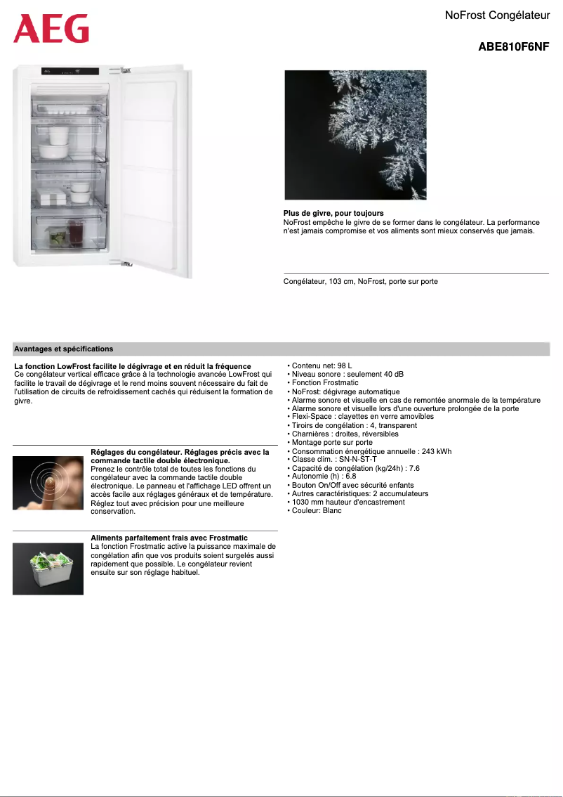 Page n°1 - Fiche technique AEG ABE810F6NF