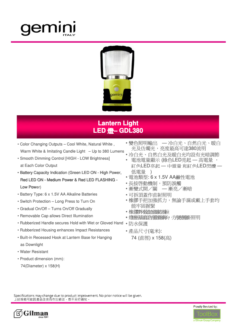 Page 1 de la notice Manuel utilisateur Gemini GDL380