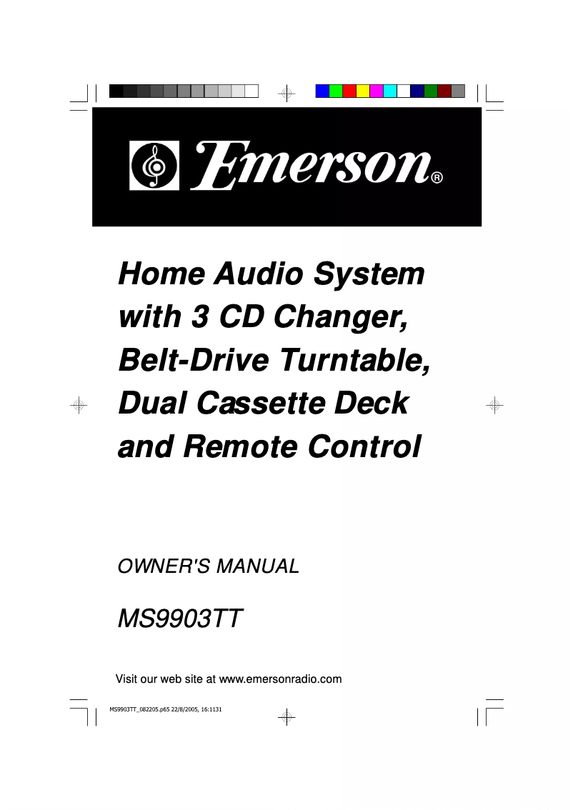 Page n°1 - Manuel utilisateur Emerson MS9903TT