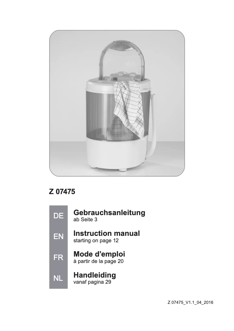 Image de la première page du manuel de l'appareil Z 07475