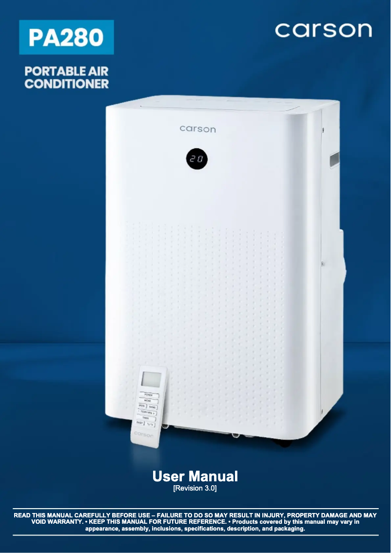 Image de la première page du manuel de l'appareil PA280