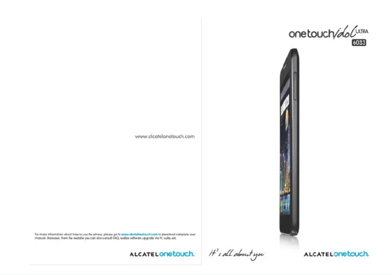 Page 1 de la notice Manuel utilisateur Alcatel One Touch Idol Ultra 6033