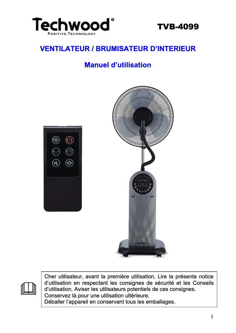 Page n°1 - Manuel utilisateur Techwood TVE-431
