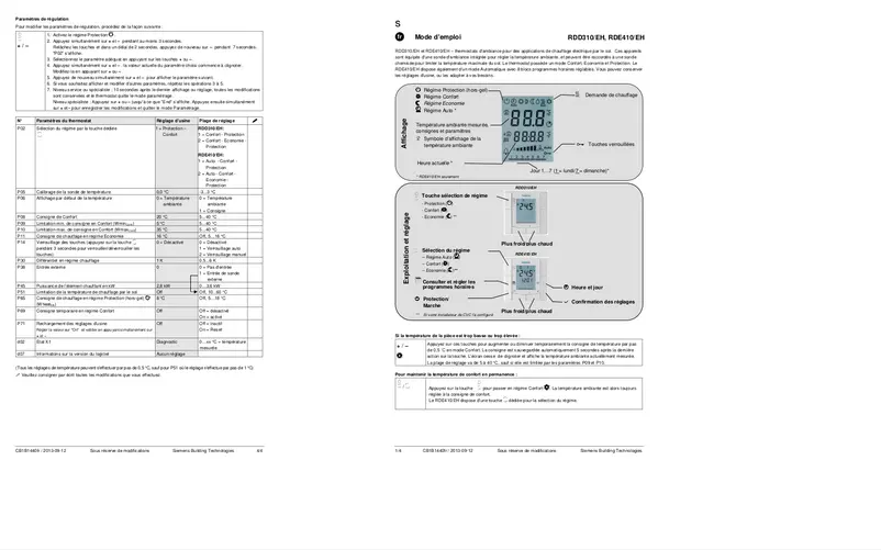 Page n°1 - Manuel utilisateur Siemens RDE410-EH