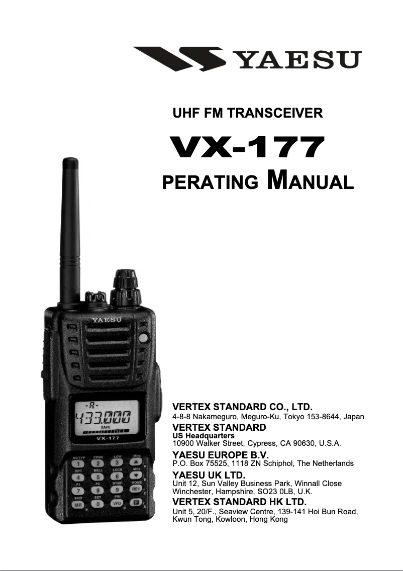 Página 1 del manual Manual de usuario Yaesu VX-177