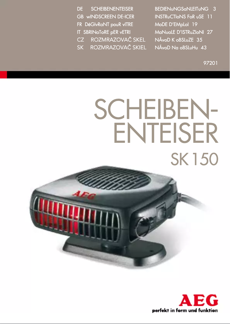 Page 1 de la notice Manuel utilisateur AEG SK 150