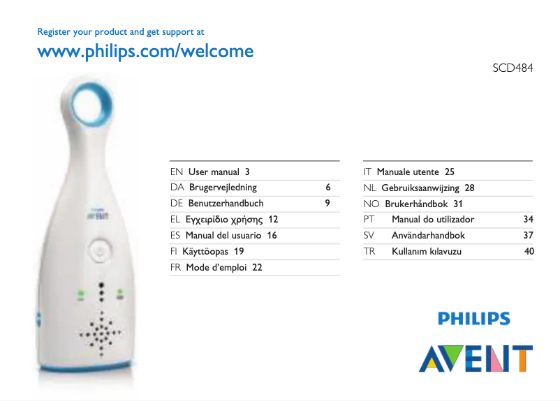 Page 1 de la notice Manuel utilisateur Philips AVENT SCD484