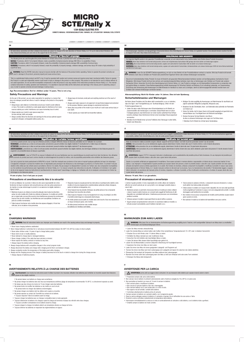 Page 1 de la notice Manuel utilisateur Losi Micro SCTE