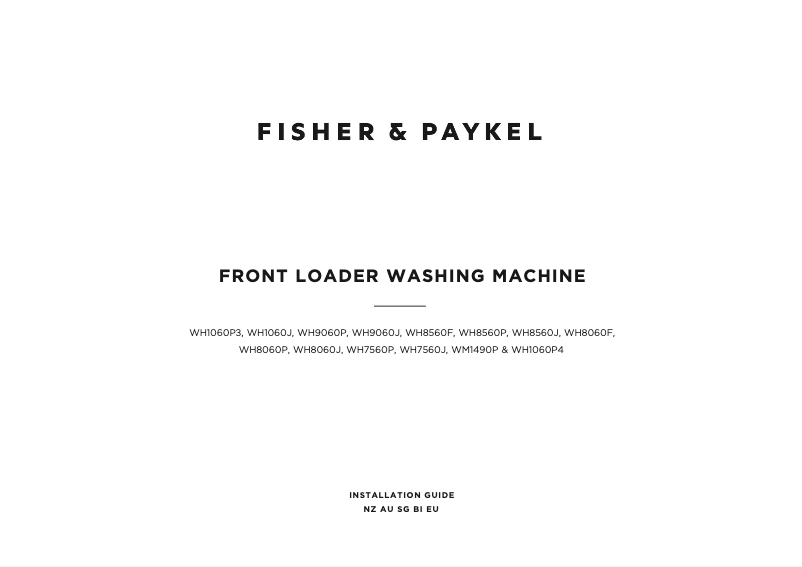 Page 1 de la notice Guide d'installation Fisher & Paykel WH1060P4