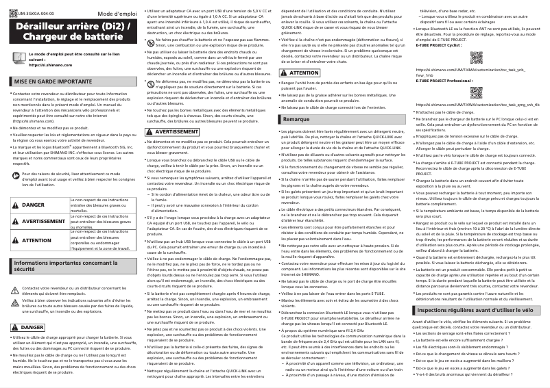 Page n°1 - Manuel utilisateur Shimano RD-R9250