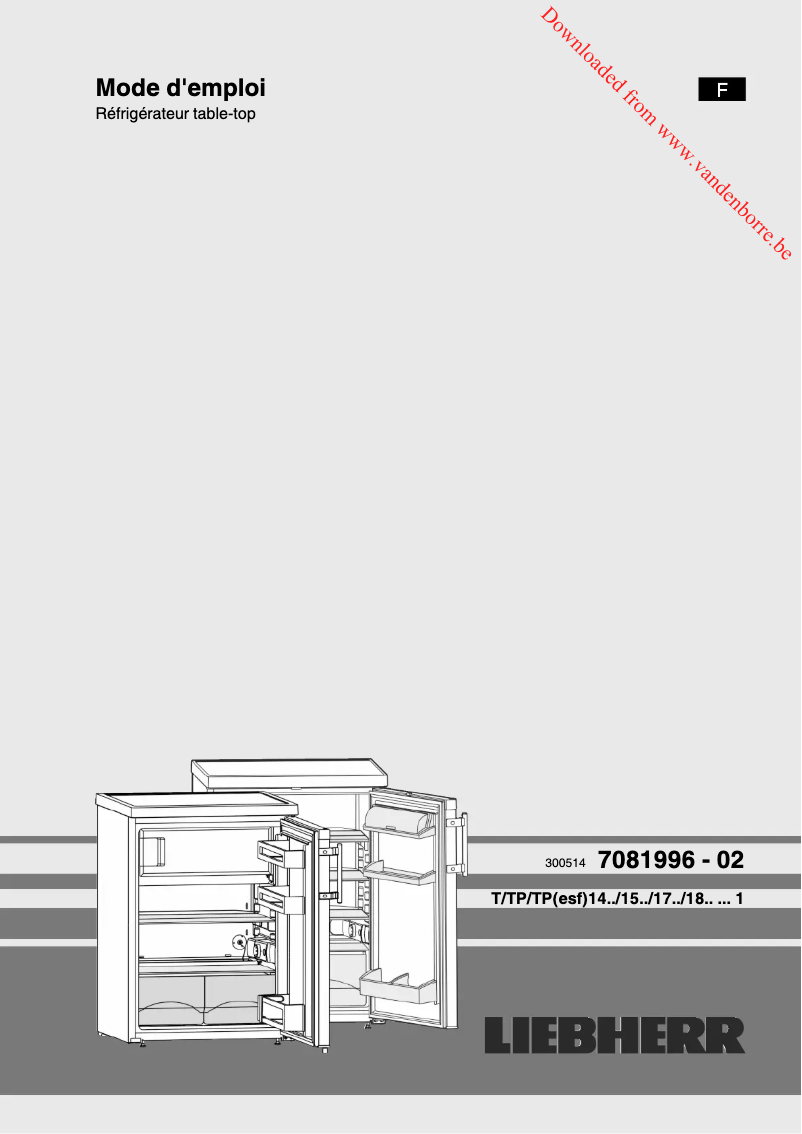 Page n°1 - Manuel utilisateur Liebherr Tsl 1414 Comfort