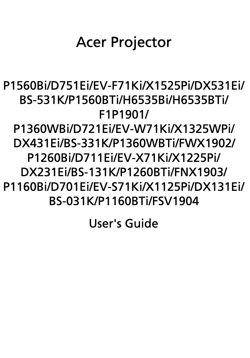 Page 1 de la notice Manuel utilisateur Acer Essential P1260BTi