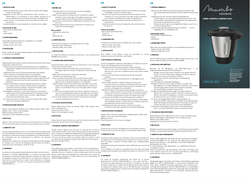 Page 1 de la notice Manuel utilisateur Cecotec Keramischer Krug Habana Easy