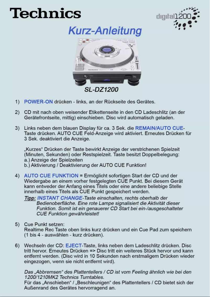 Image de la première page du manuel de l'appareil SL-DZ1200