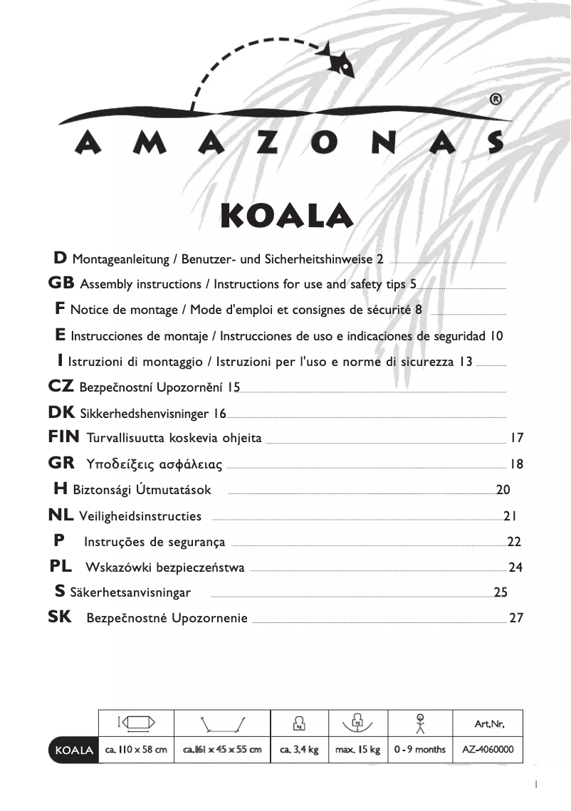 Page n°1 - Manuel utilisateur Amazon AZ-4060000