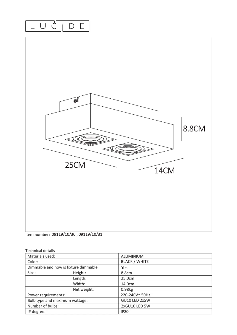 Image de la première page du manuel de l'appareil Xirax 09119/10/30