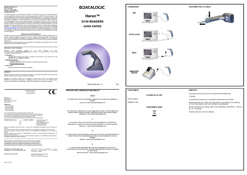 Page 1 de la notice Manuel utilisateur Datalogic Heron D130
