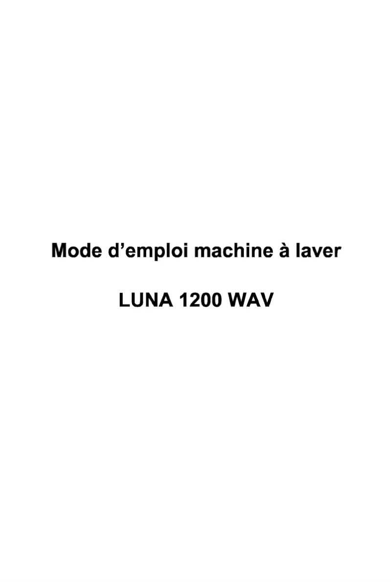 Page 1 de la notice Manuel utilisateur Waltham LUNA 1200 WAV