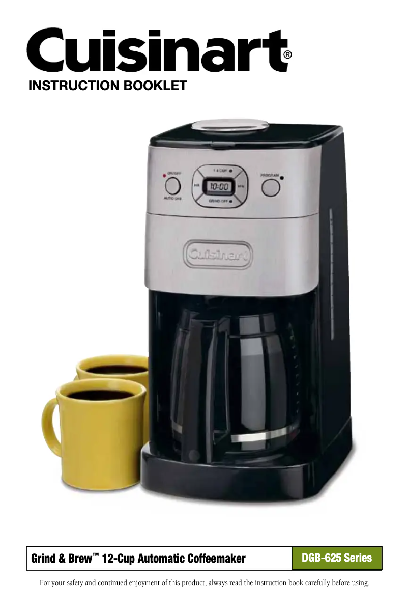 Page 1 de la notice Manuel utilisateur Cuisinart Grind & Brew DGB-625BC