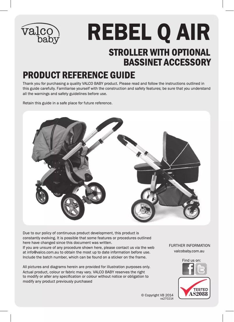 Page 1 de la notice Manuel utilisateur Valco Baby Rebel Q Air