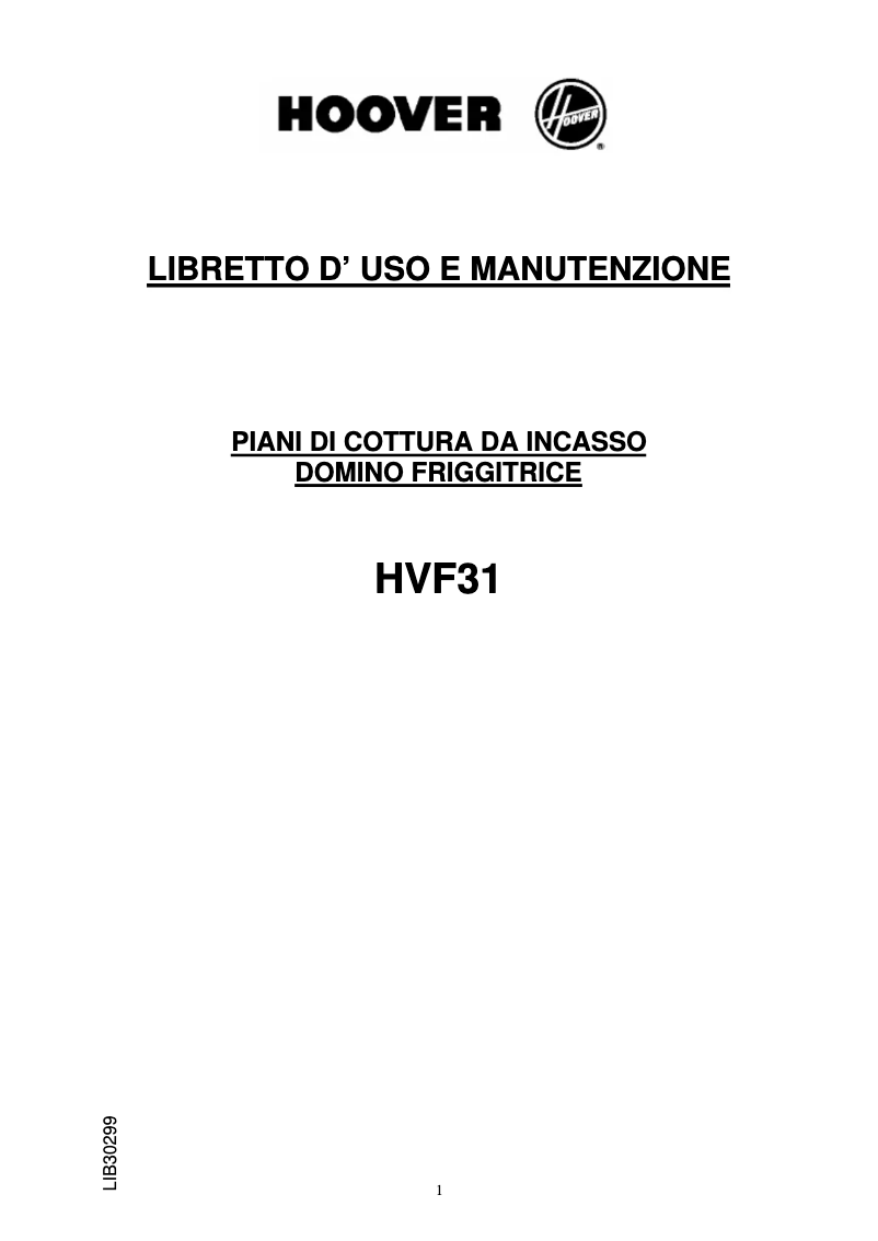 Page n°1 - Manuel utilisateur Hoover HVF 31