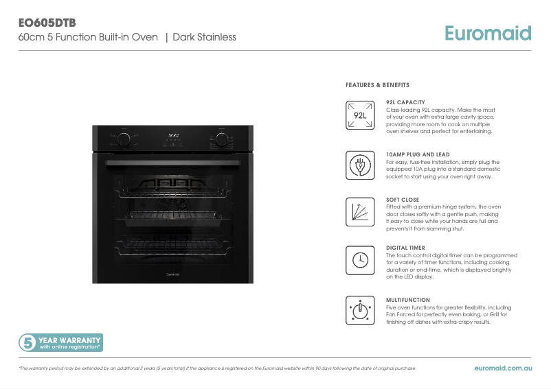 Página 1 del manual Ficha técnica Euromaid EO605DTB