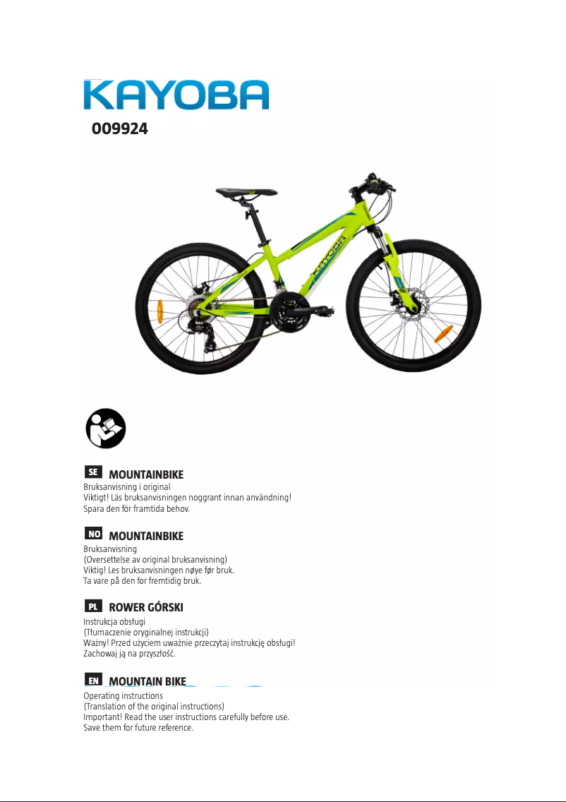 Page 1 de la notice Manuel utilisateur Kayoba 009-924