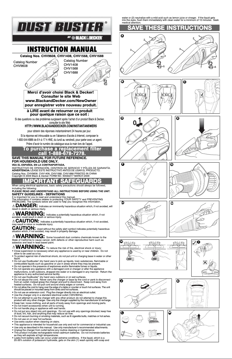 Page 1 de la notice Manuel utilisateur Black & Decker Dustbuster CHV1568 E