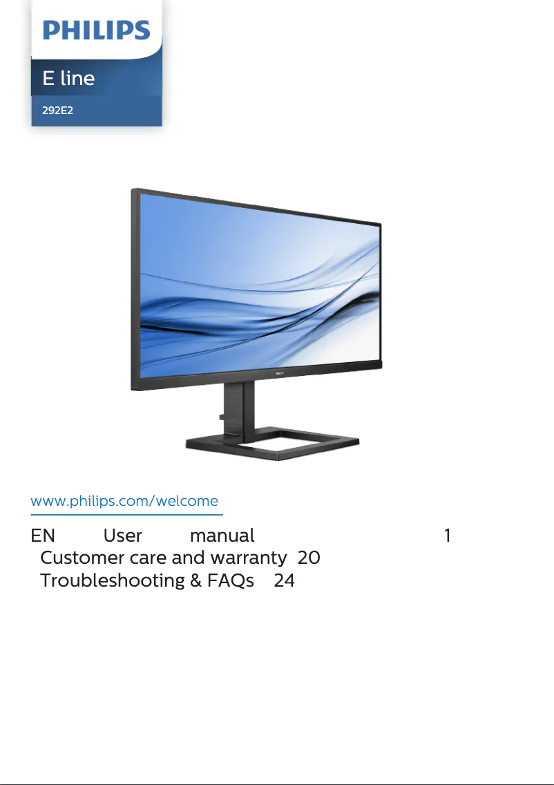 Page 1 de la notice Manuel utilisateur Philips UltraWide 292E2E