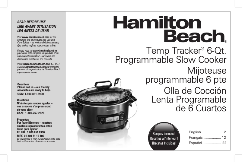 Page 1 de la notice Manuel utilisateur Hamilton Beach Temp Tracker 33867